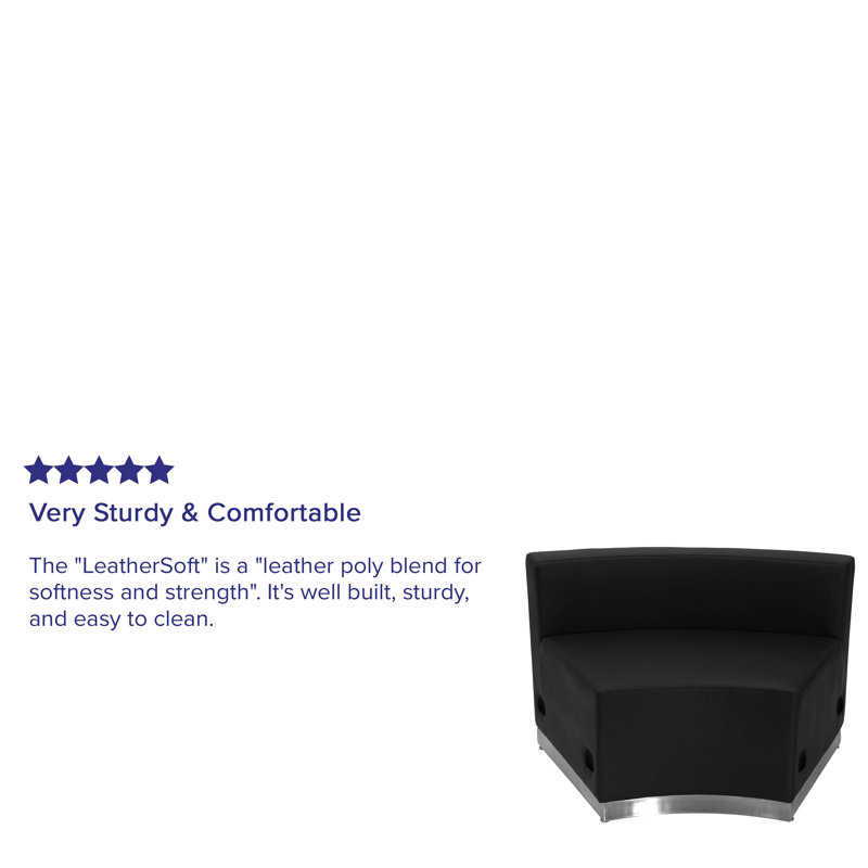 Avalon Black LeatherSoft Modular Concave Chair with Stainless Steel Base