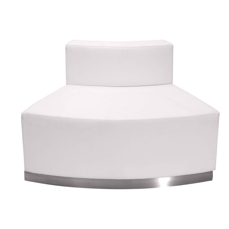 White LeatherSoft Convex Chair with Stainless Steel Base