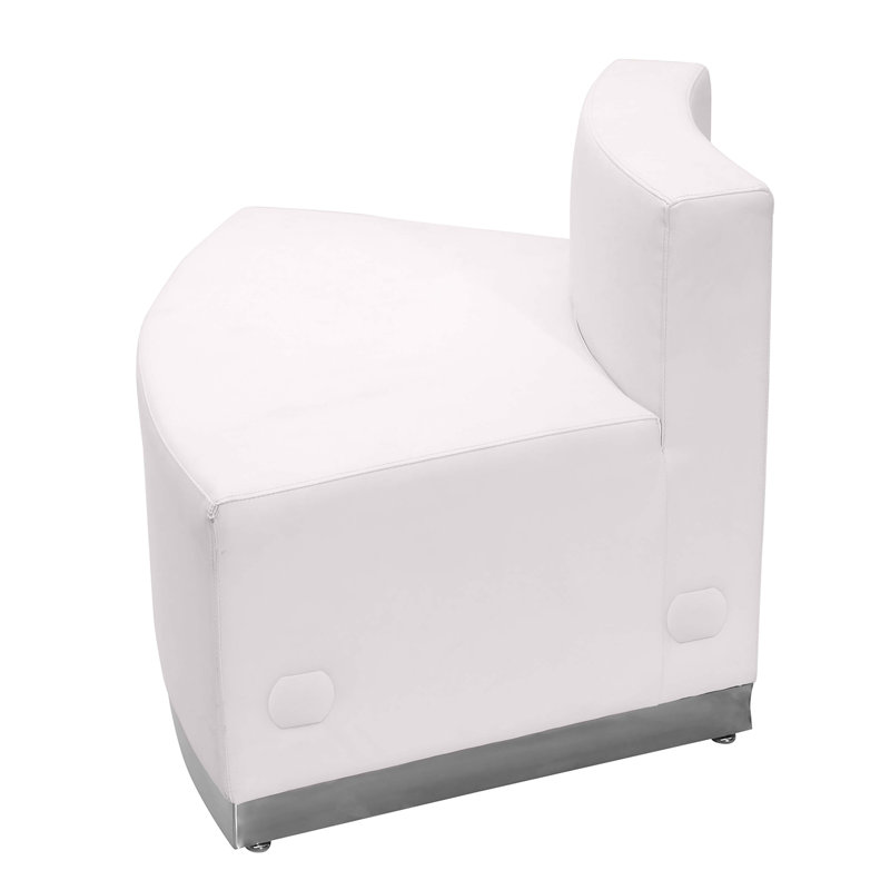 White LeatherSoft Convex Chair with Stainless Steel Base