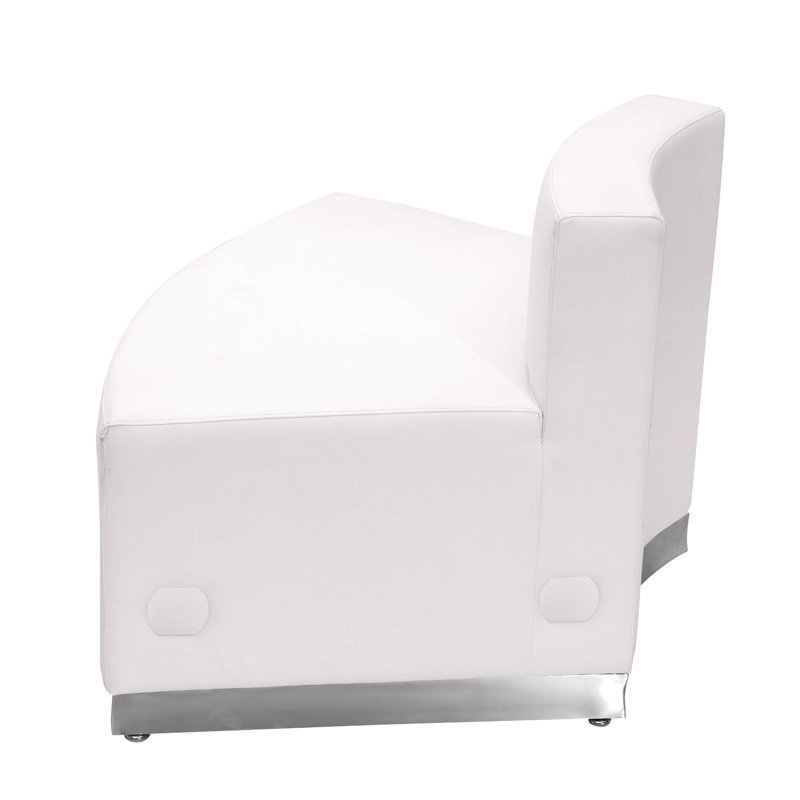 White LeatherSoft Convex Chair with Stainless Steel Base