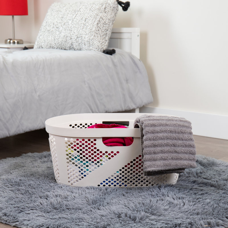 Ivory Plastic Ventilated Laundry Hampers, Set of 2