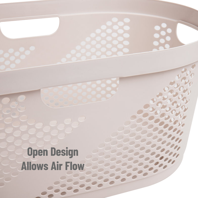 Ivory Plastic Ventilated Laundry Hampers, Set of 2