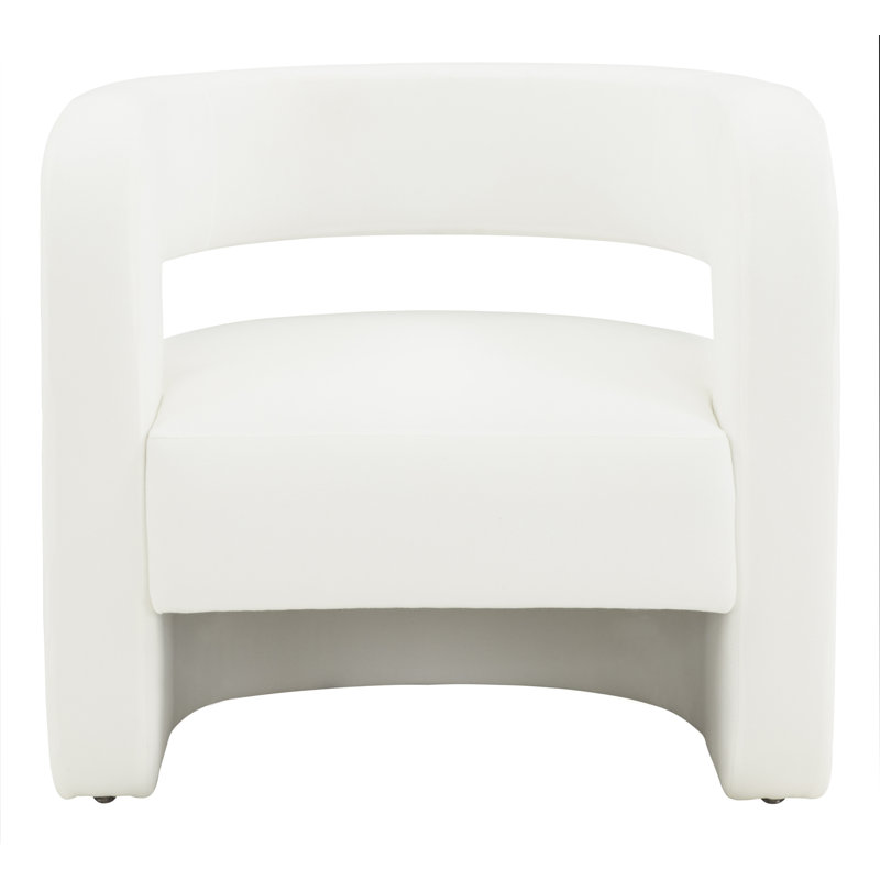 Modern White Linen Barrel Back Accent Chair