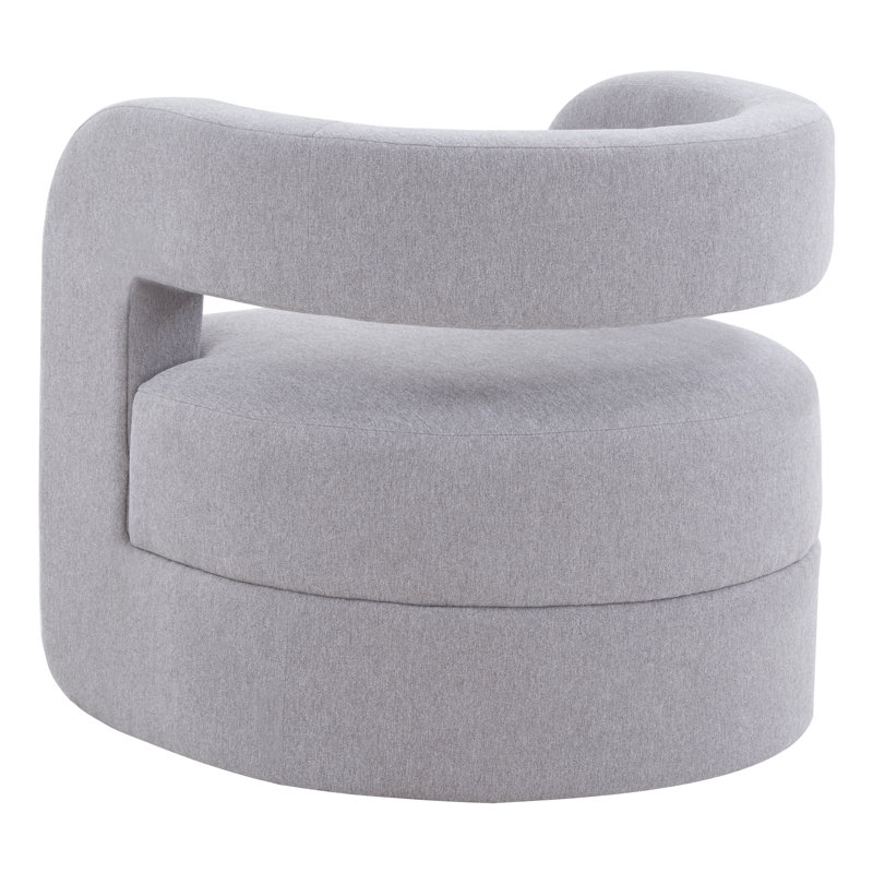 Anissa Light Grey Velvet Barrel Accent Chair with Wood Base
