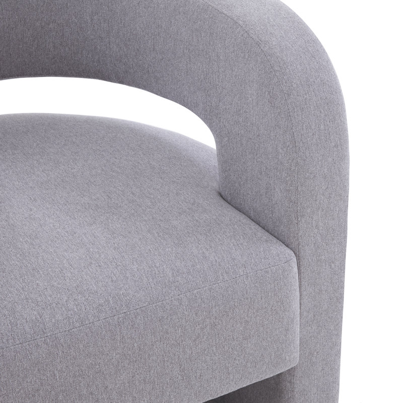 Anissa Light Grey Velvet Barrel Accent Chair with Wood Base
