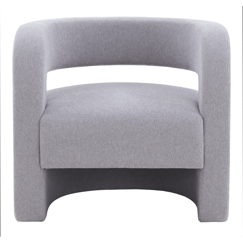 Anissa Light Grey Velvet Barrel Accent Chair with Wood Base