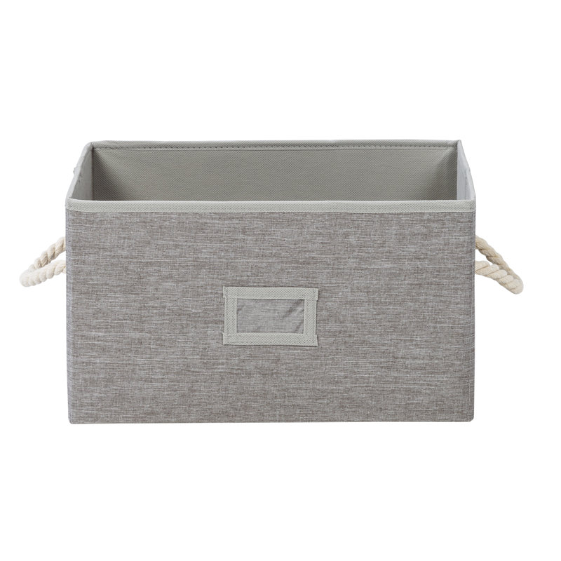 Heather Gray Foldable Large Fabric Storage Bin with Cotton Rope Handles