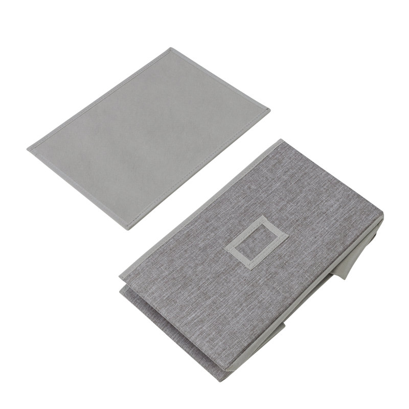 Heather Gray Foldable Large Fabric Storage Bin with Cotton Rope Handles