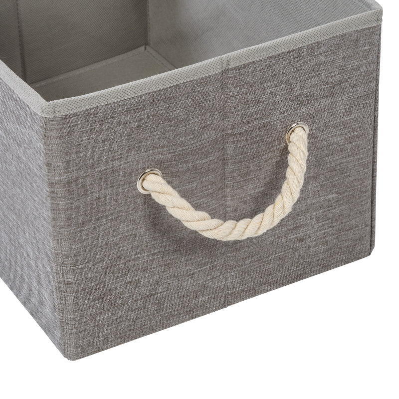 Heather Gray Foldable Large Fabric Storage Bin with Cotton Rope Handles