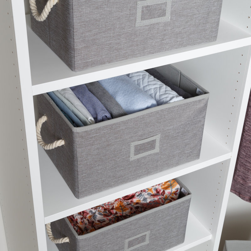 Heather Gray Foldable Large Fabric Storage Bin with Cotton Rope Handles