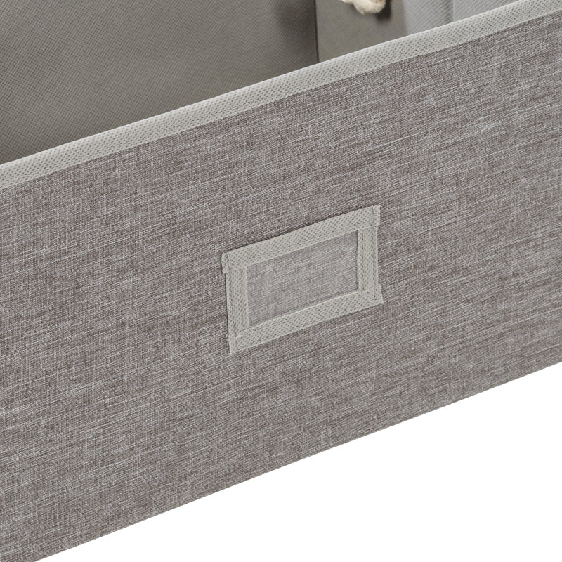 Heather Gray Foldable Large Fabric Storage Bin with Cotton Rope Handles