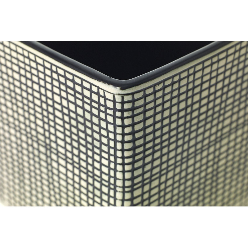 Black and White Checkered Ceramic Cube Planter, 3"