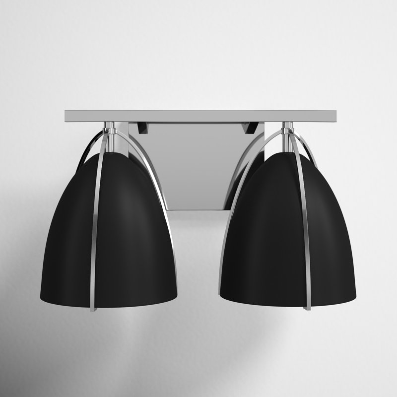 Chrome and Black Steel 2-Light Dimmable Vanity Light