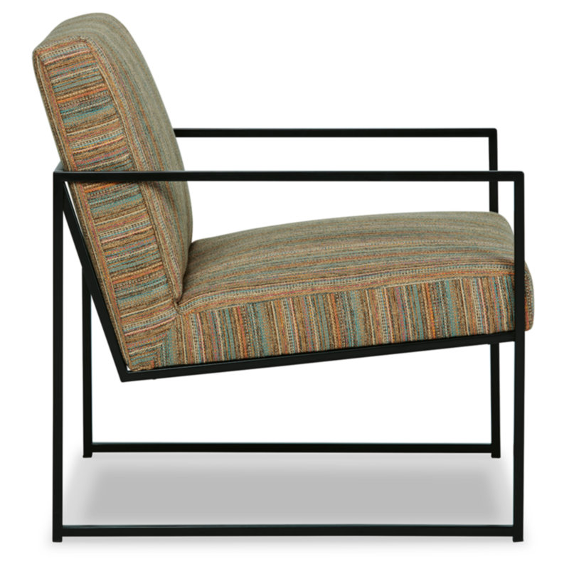 Contemporary Aniak Velvet Accent Chair in Blue and Beige