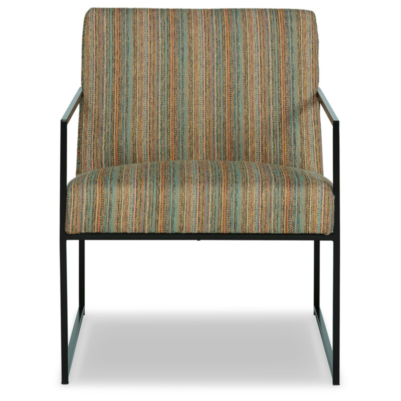 Contemporary Aniak Velvet Accent Chair in Blue and Beige