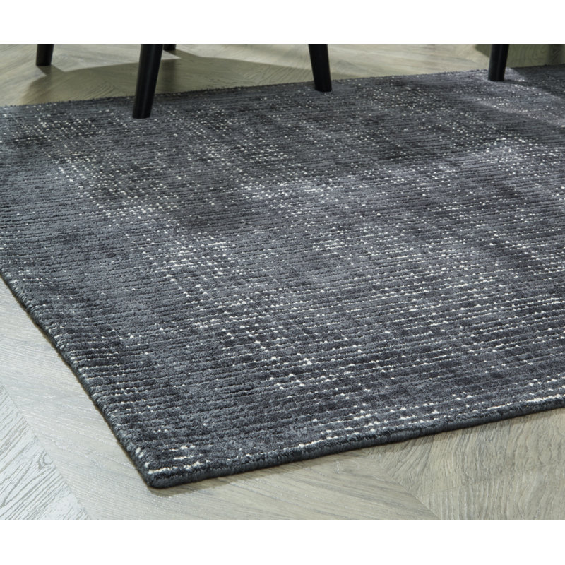 Contemporary Napier 5' x 7' Ivory and Navy Abstract Wool Blend Rug