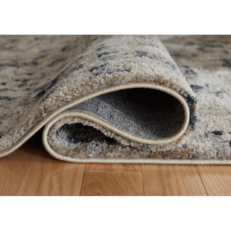 Contemporary Blue Abstract 8' x 10' High Pile Shag Rug
