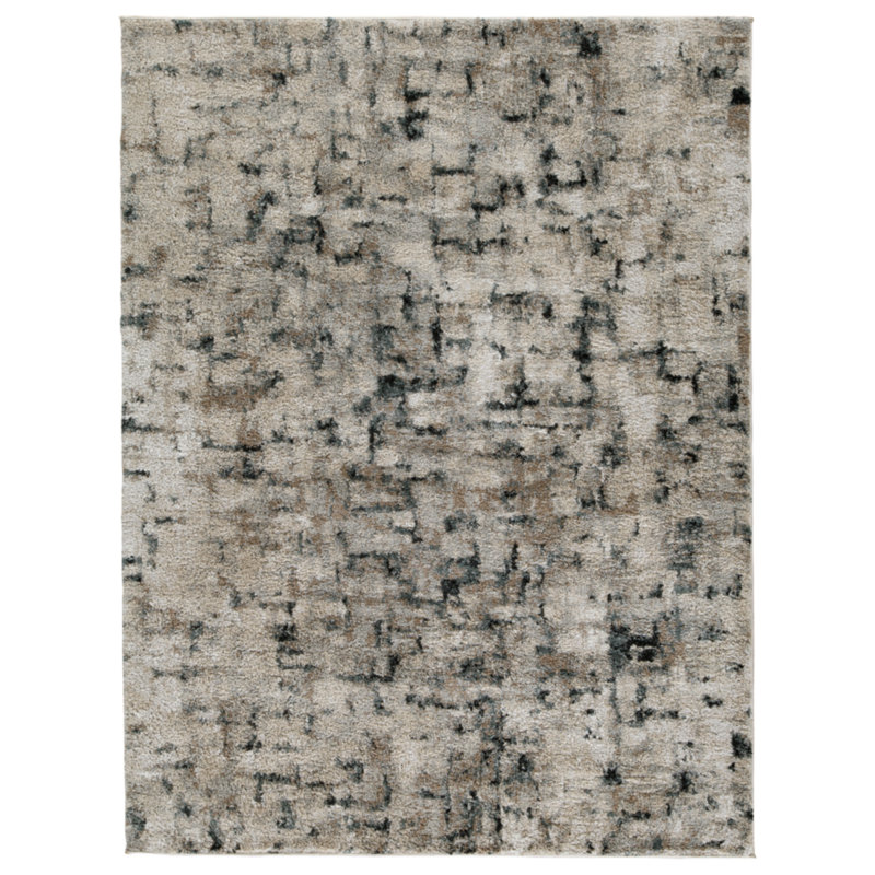 Contemporary Blue Abstract 8' x 10' High Pile Shag Rug