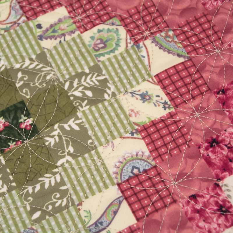 Ivory and Mauve Reversible Microfiber King Quilt Set