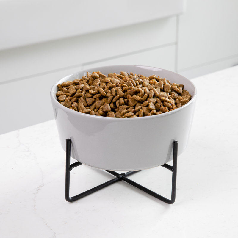 Small Matte Black Iron Elevated Dog Bowl Stand