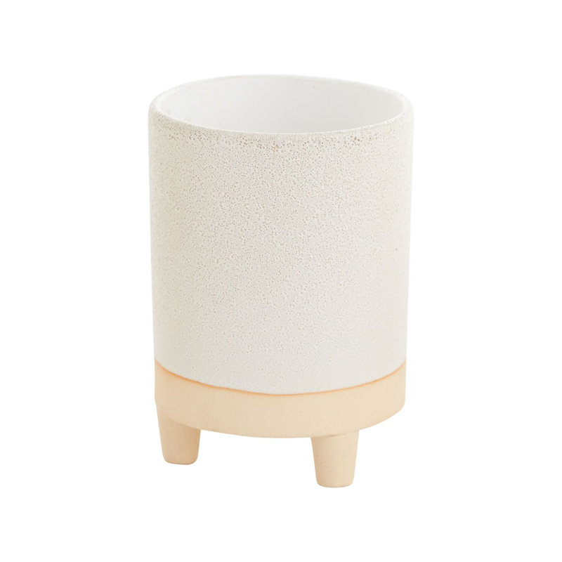 Fenna Two-Tone White and Cream Ceramic Footed Pot Planter