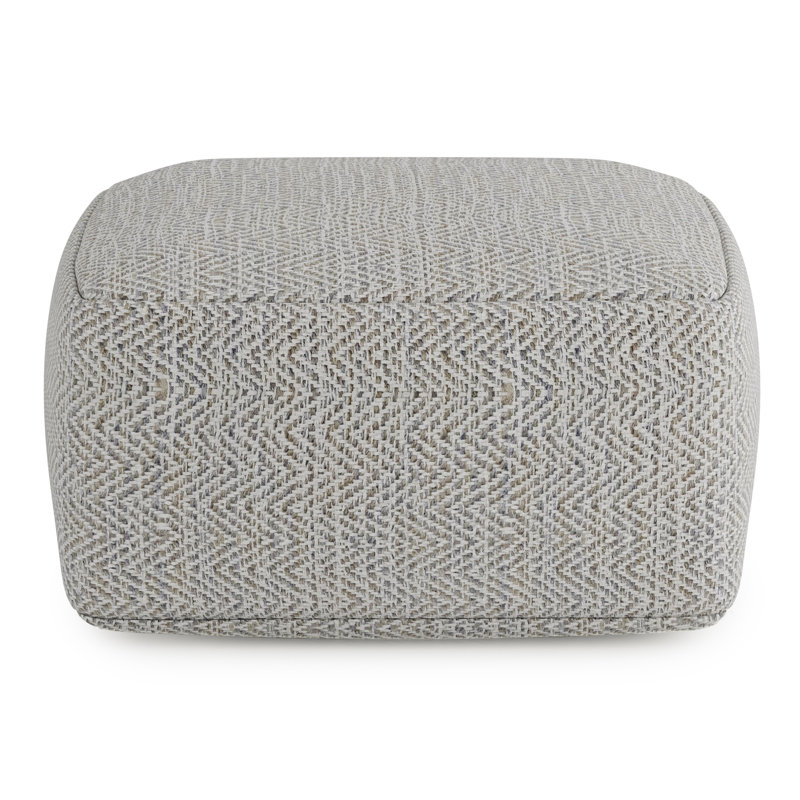 Gray Melange Cotton Blend Square Pouf