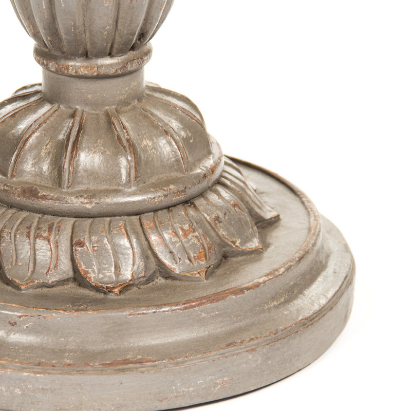 Birch and Metal Round Pedestal End Table