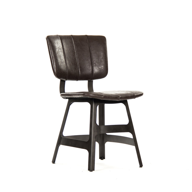 Modern Worksmith Faux Leather Brown Metal Side Chair