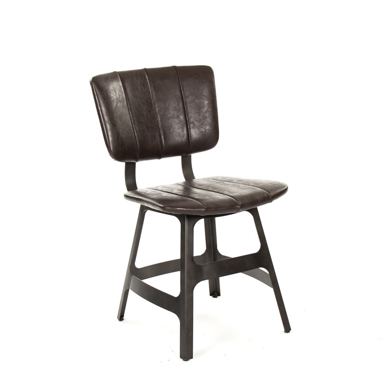 Modern Worksmith Faux Leather Brown Metal Side Chair