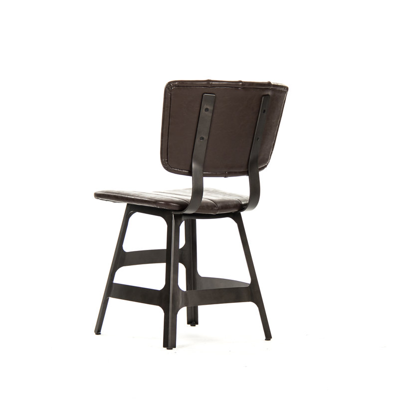 Modern Worksmith Faux Leather Brown Metal Side Chair