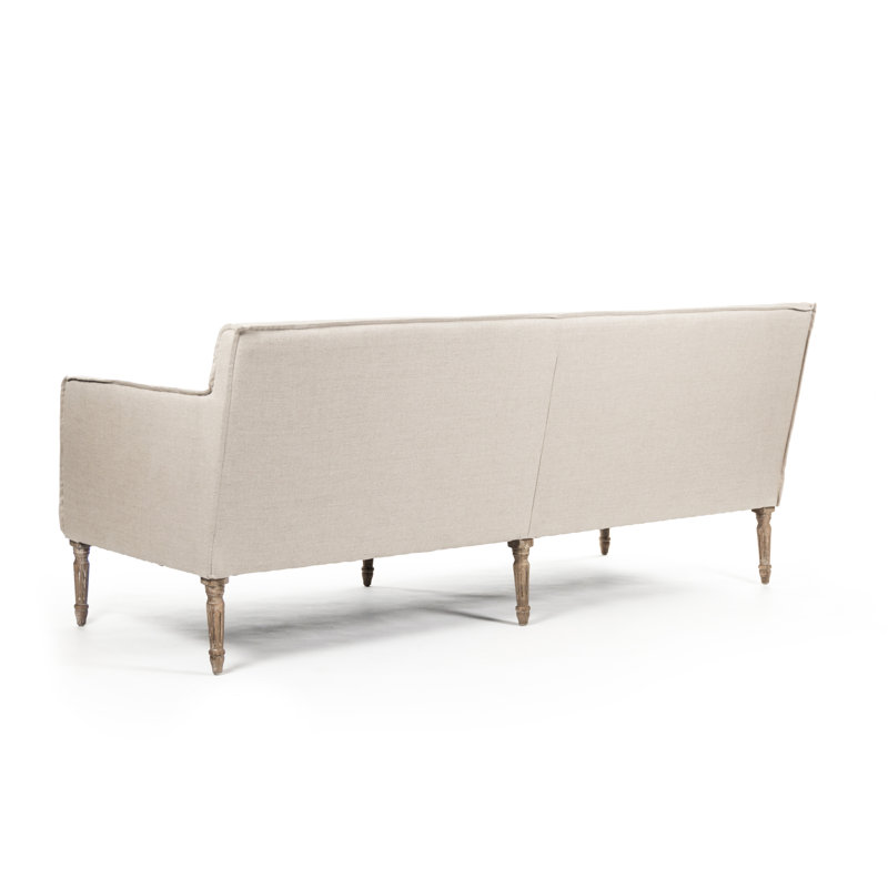 Elegant Gray Linen 79'' Sofa with Limed Oak Frame and Removable Cushions
