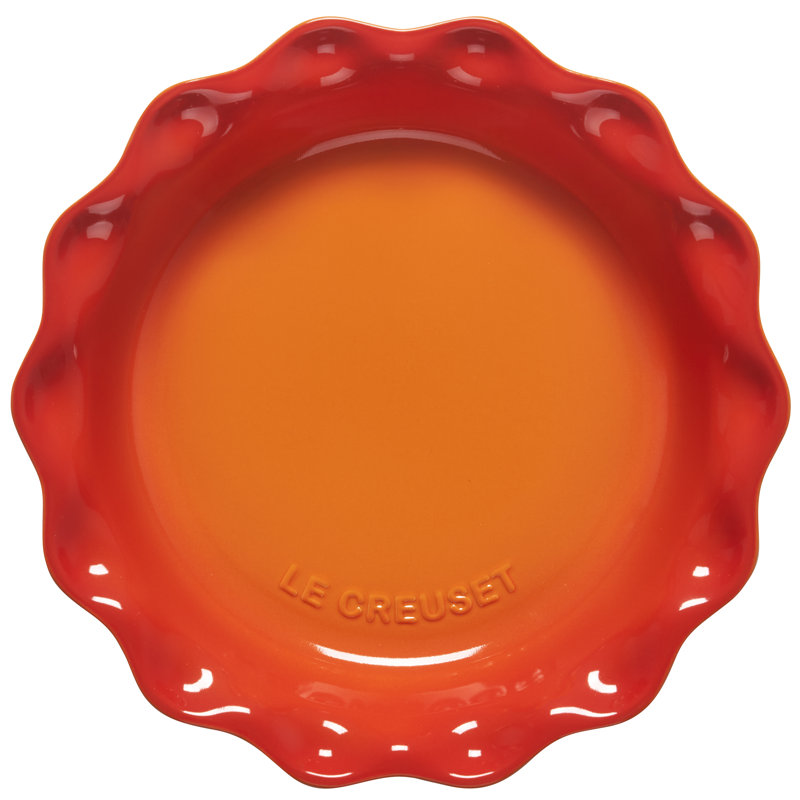 Flame Red Stoneware 9" Scalloped Pie Dish