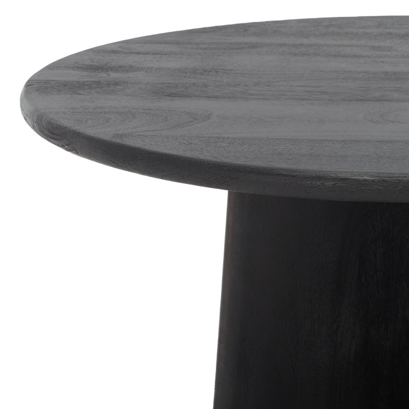 Madilynn 35" Black Mango Wood Round Coffee Table