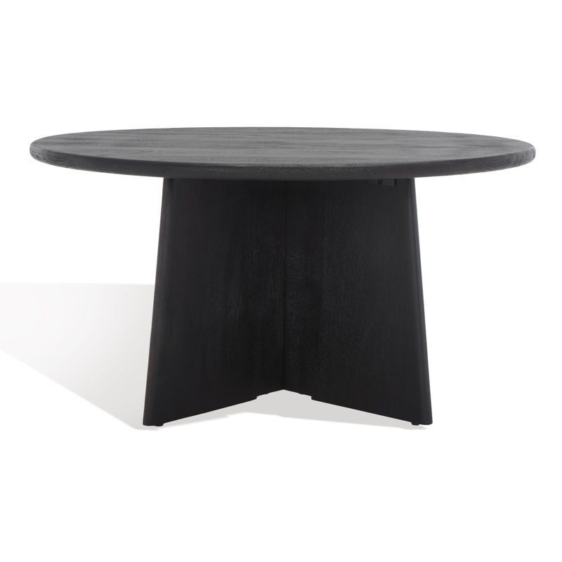 Madilynn 35" Black Mango Wood Round Coffee Table