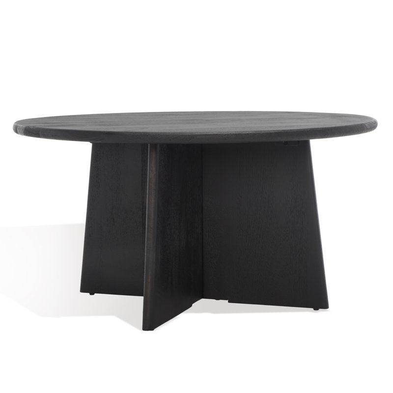 Madilynn 35" Black Mango Wood Round Coffee Table