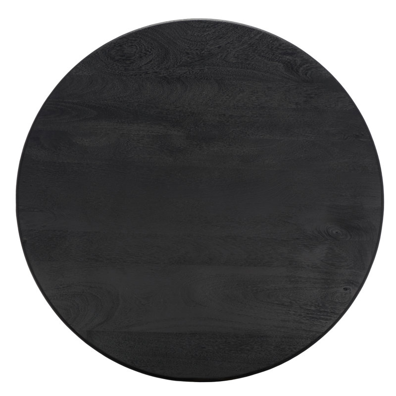 Madilynn 35" Black Mango Wood Round Coffee Table