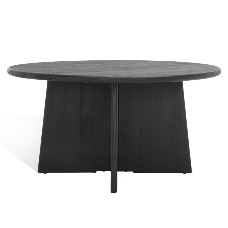 Madilynn 35" Black Mango Wood Round Coffee Table