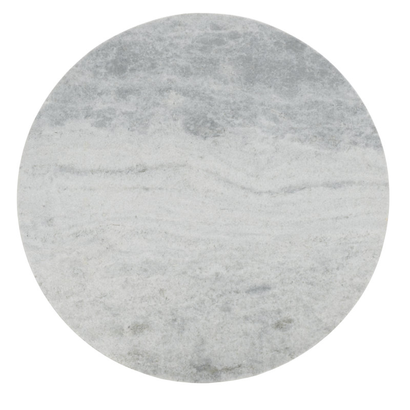 Madilynn Round Black Wood Coffee Table with Marble Top