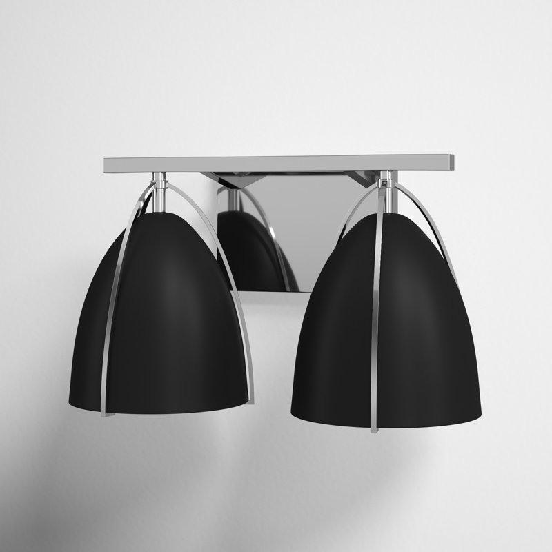 Chrome and Black Steel 2-Light Dimmable Vanity Light