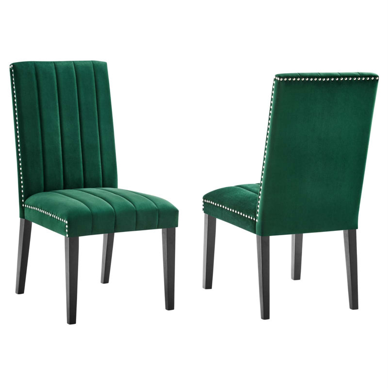 Luxe Deco Green Velvet Upholstered Parsons Side Chair