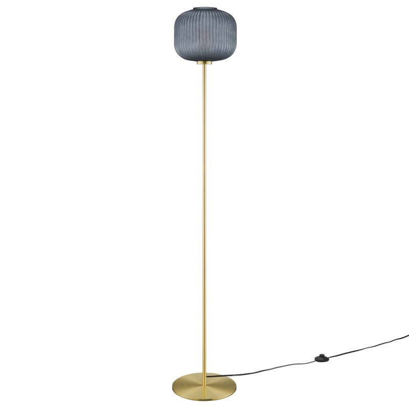 Reprise Black Satin Brass Sphere Glass Floor Lamp
