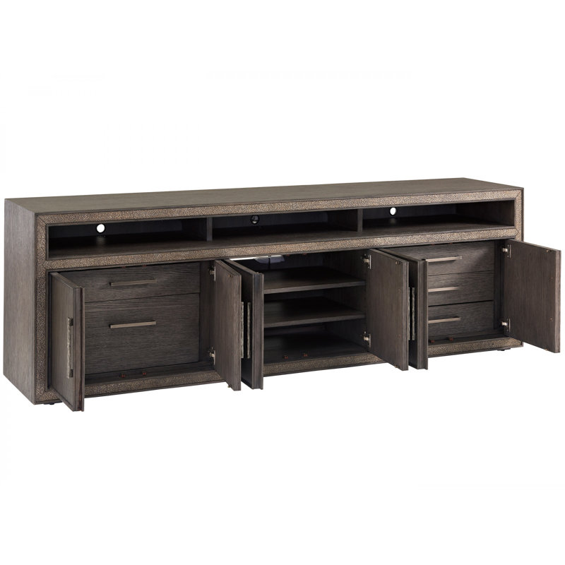 Hampton Mid-Century Modern Long Media Console in Graphite Brown