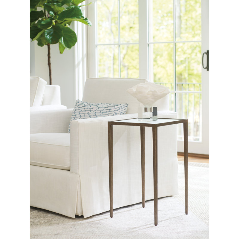 Laguna Brass Metal and Mirrored Glass Square End Table