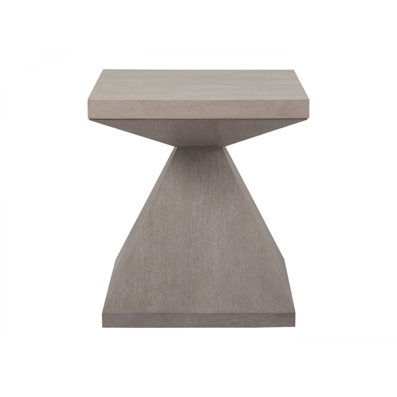 Mid-Century Modern Anticato Marble & Oak Square End Table