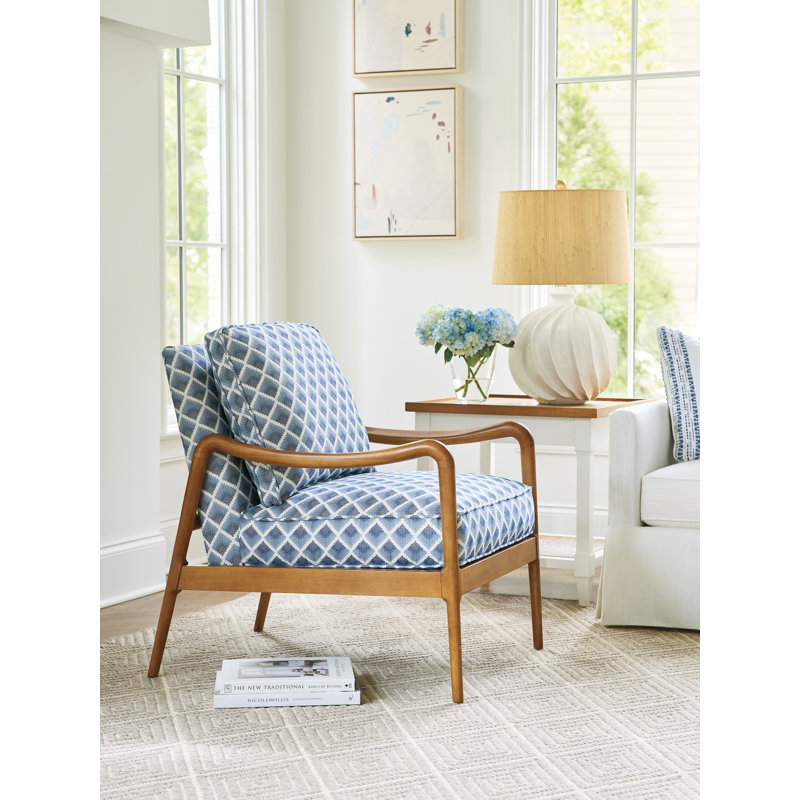 Blue and Brown Newport Brentwood Custom Upholstered Armchair
