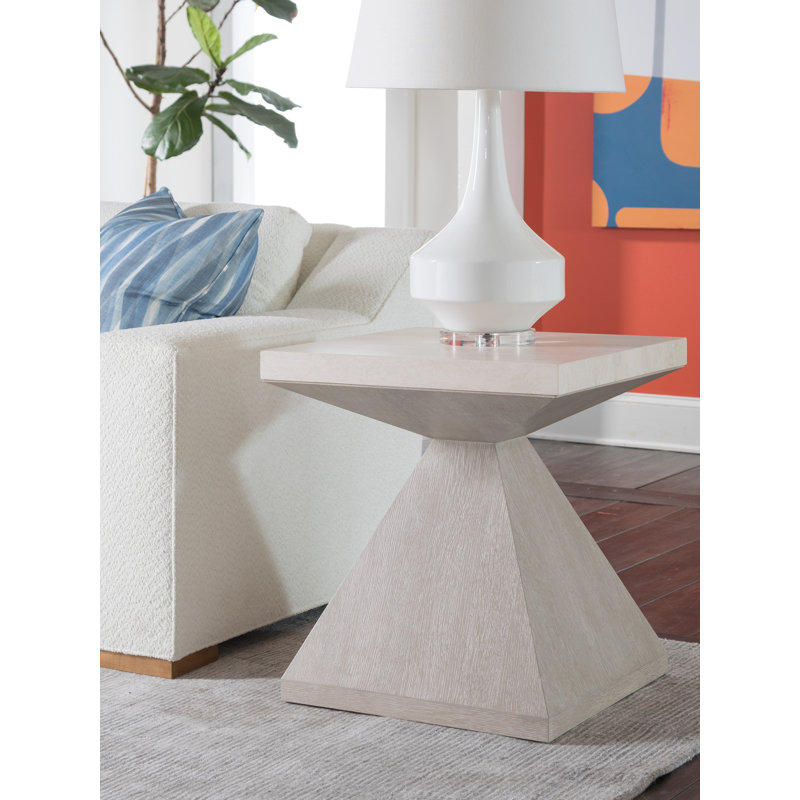 Mid-Century Modern Anticato Marble & Oak Square End Table