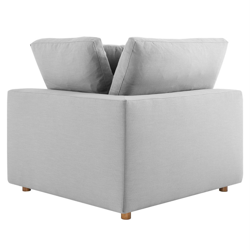 Luxurious Light Gray Linen & Wood 8-Piece Sectional Sofa with Down Fill Cushions