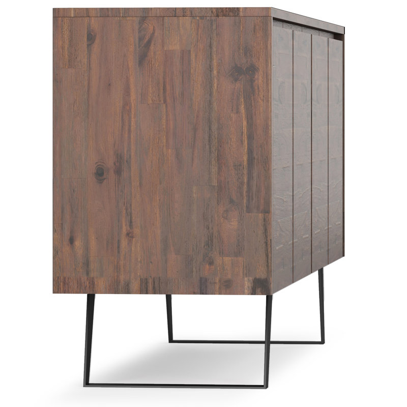 Lowry 66'' Distressed Charcoal Solid Acacia & Metal Sideboard