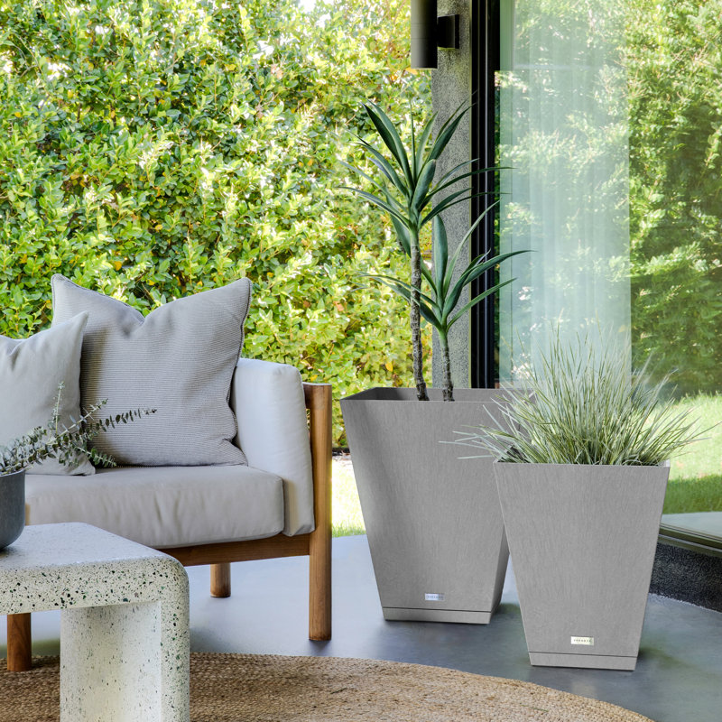 Nobleton Gray Square 10" Planter Saucer for Indoor/Outdoor