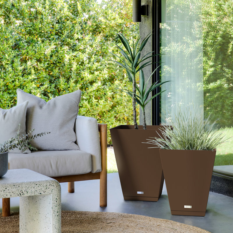 Espresso Nobleton 10" Square Planter Tray in Plastic Composite